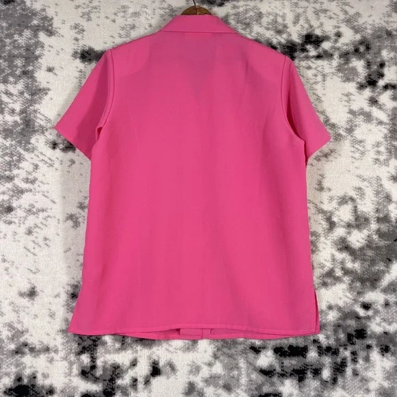 YVes Saint Clair Shirt Womens Size 8 Pink Button‎ Up Collared Summer Bright - Picture 2 of 10